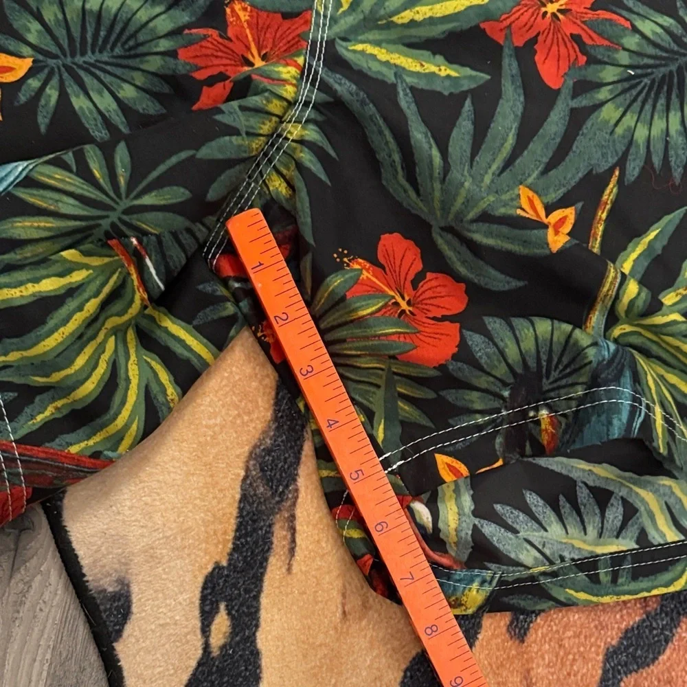 Tropical Parrot Print swim trunks